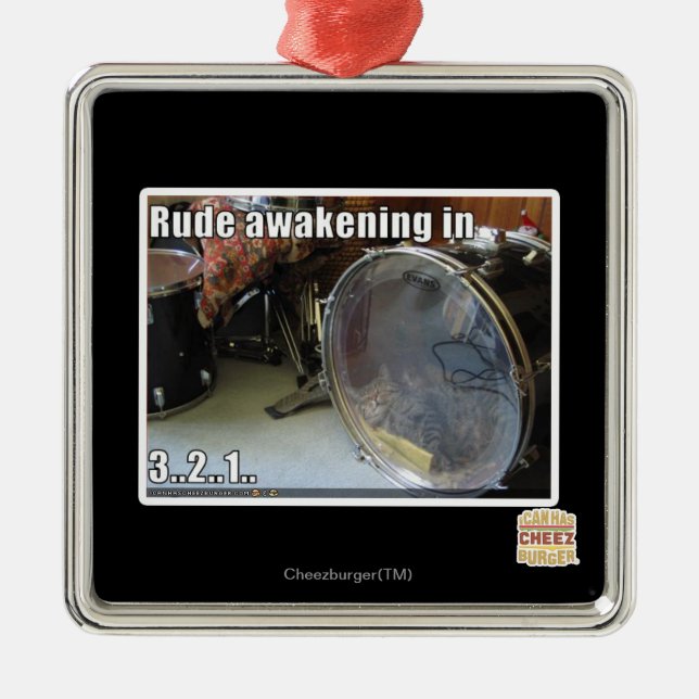 Rude awakening in metal ornament (Front)