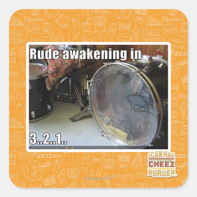 Rude awakening in square sticker (Front)