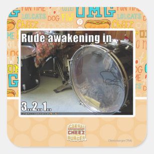 Rude awakening in square sticker