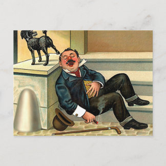 RUDE AWAKENING - Vintage Dog Art Postcard