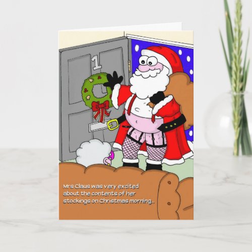 Rude Christmas Card _ Santa in Stockings