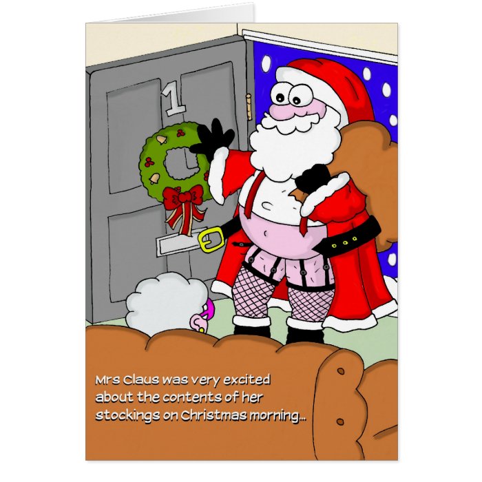 Rude Christmas Card   Santa in Stockings
