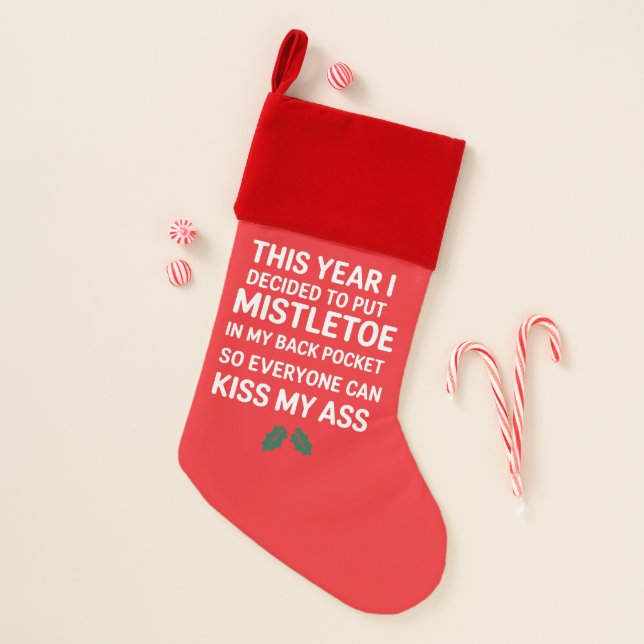 Rude Christmas Funny Noel Hilarious Christmas Tree Stocking (Front)