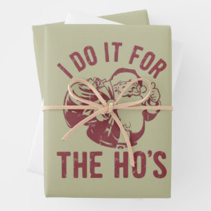 Rude Christmas Santa Face I Do It For The Ho's Wrapping Paper Sheets