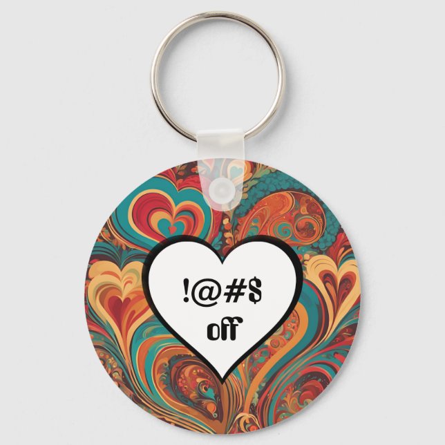 Rude Funny Heart Design !@#$ Keychain (Front)
