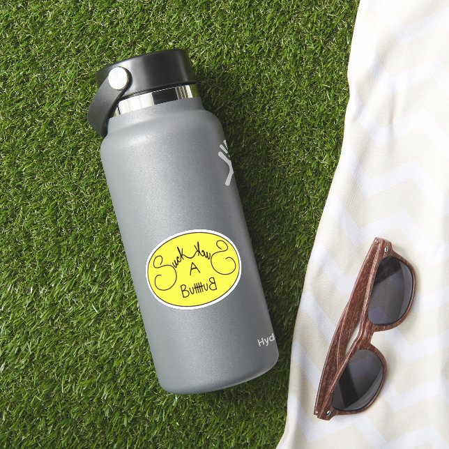 Rude funny sticker yellow suck a butt (HydroFlask Insitu)