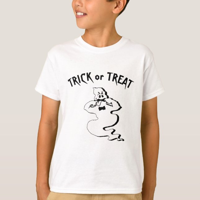 Rude Ghost - Trick or Treat and Happy Halloween T-Shirt (Front)