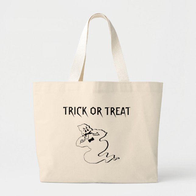 Rude Ghost - Trick or Treat Large Tote Bag (Front)