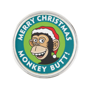 Rude Monkey Christmas Greeting Pin