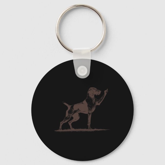 Rude Pointer Dog Hole German Shorthaired Pointer D Keychain (Front)