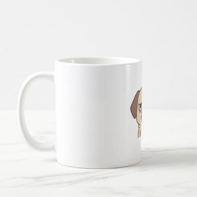 Rude Pug Picking Nose Using Middle Finger Doodle Coffee Mug (Left)