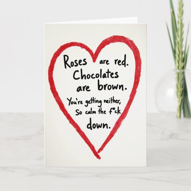 Rude Roses Are Red Calm Down Card (Front)