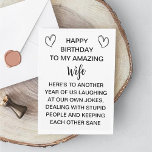 Rude Wife Birthday Card from Husband / Humor gift<br><div class="desc">Make her laugh on her special day with this Rude Wife Birthday Card from Husband! Featuring cheeky humor and a playful tone, this card is the perfect way to add a fun twist to her birthday. Designed for husbands who love to joke around, this card brings a lighthearted and memorable...</div>