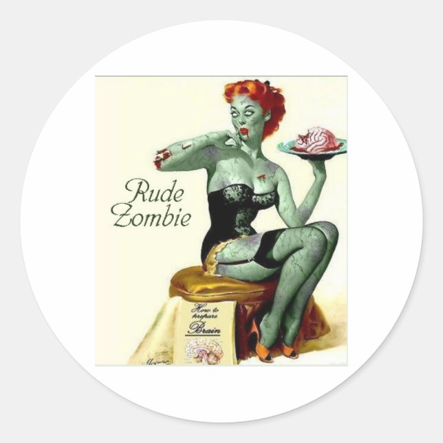 Rude Zombie "The First Bite" Classic Round Sticker (Front)
