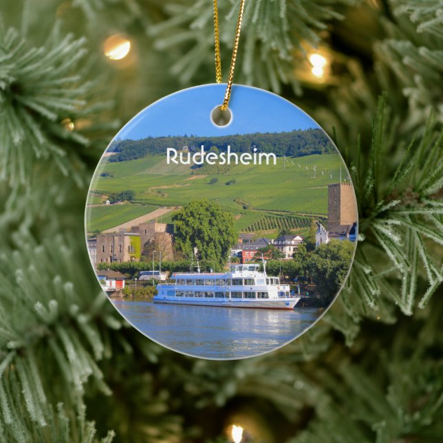 Rudesheim: Cruise boat, Germany Ceramic Ornament (Tree)