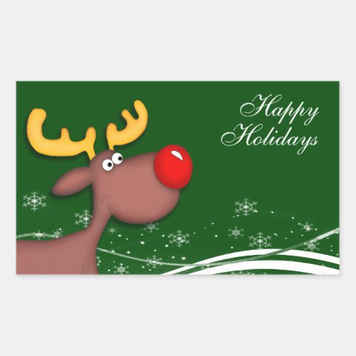 Rudolf Christmas Greetings Rectangular Sticker