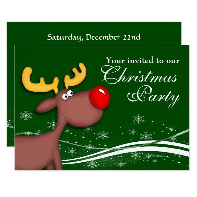 Rudolf Reindeer Company Christmas Party Invitation