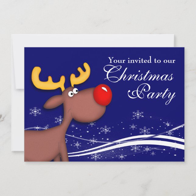 Rudolf Reindeer Company Christmas Party Invitation (Front)
