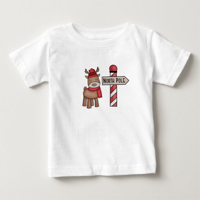 Rudolf Reindeer & North Pole, Christmas Toddler Baby T-Shirt (Front)