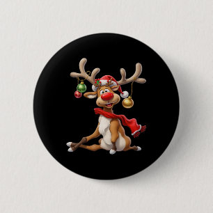 Rudolf Rentier Xmas Reindeer Christmas Men Women C Button