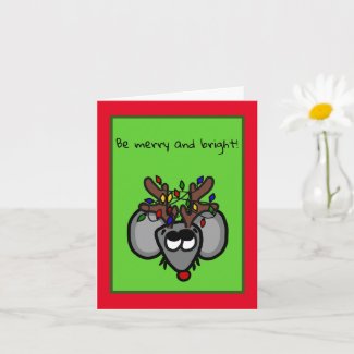 Rudolf the Red-Nosed Deer-Mouse Christmas Card