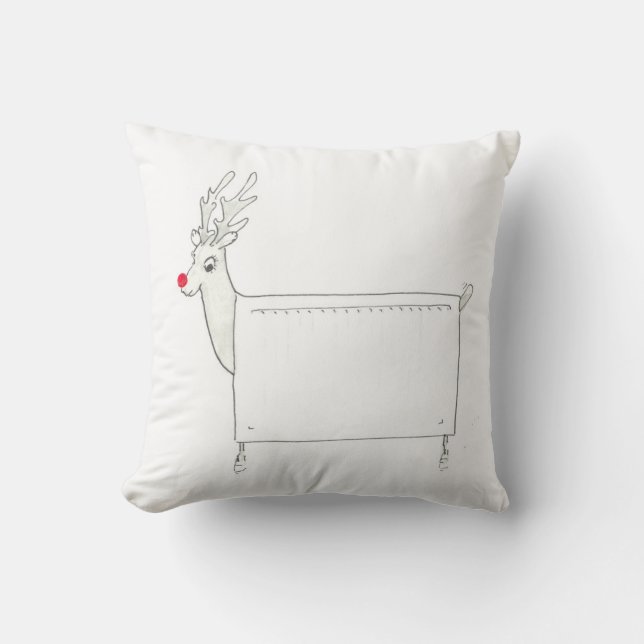 Rudolf the Red Nosed Radiator Throw Pillow (Front)