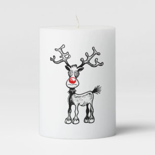 Rudolf the stressed reindeer pillar candle