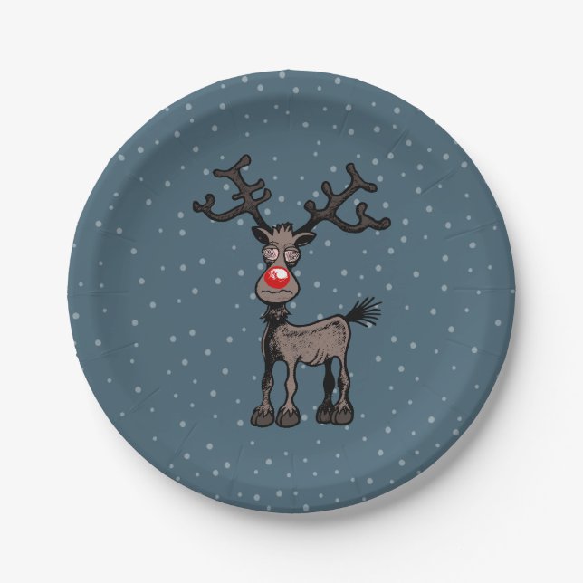 Rudolf's Pretty Crazy Eyes Paper Plates (Front)