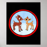 Rudolph And Clarice Christmas Kids Girls Tee Reind Poster