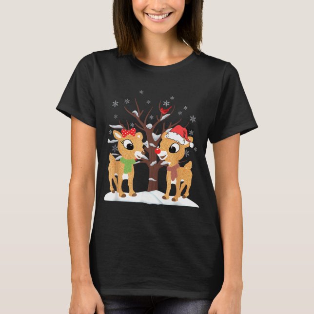 Rudolph and Clarice Christmas Reindeer T-Shirt (Front)