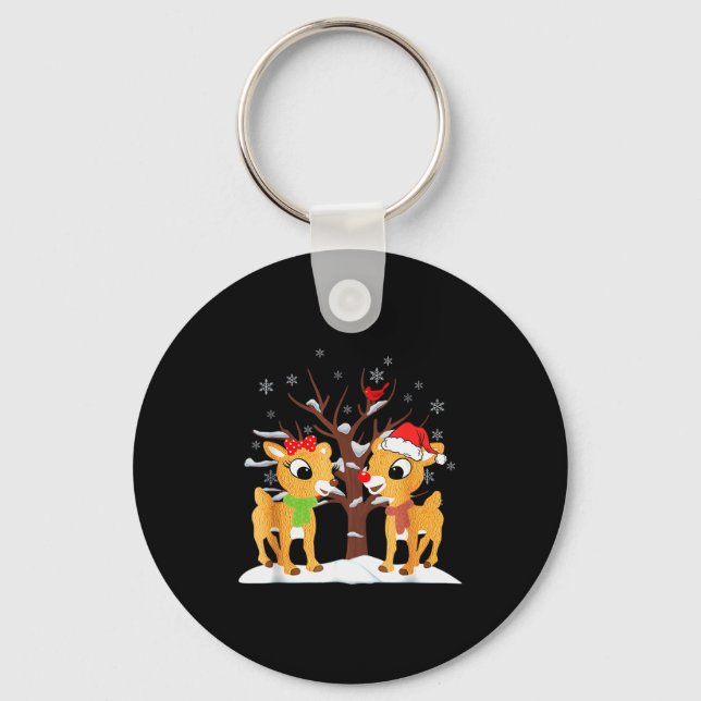Rudolph And Clarice Shirt Christmas Kids Girls Tee Keychain (Front)