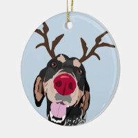 Rudolph Bluetick Coonhound  Ornament