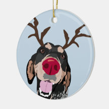 Rudolph Bluetick Coonhound Ornament