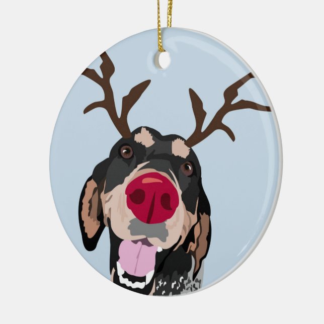 Rudolph Bluetick Coonhound  Ornament (Left)