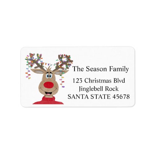 Rudolph Christmas Lights Reindeer Label