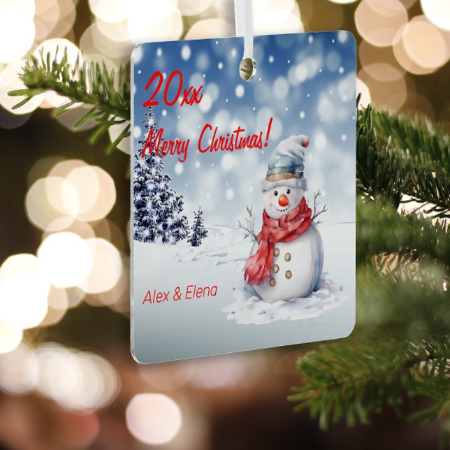 Rudolph Christmas snow photo Metal Square Ornament (Creator Uploaded)