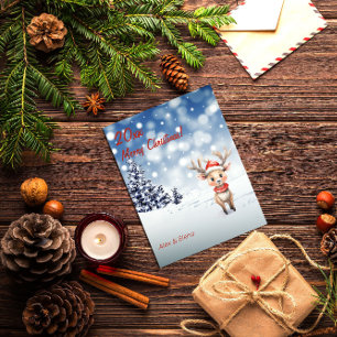 Rudolph Christmas tree snow  Holiday Postcard