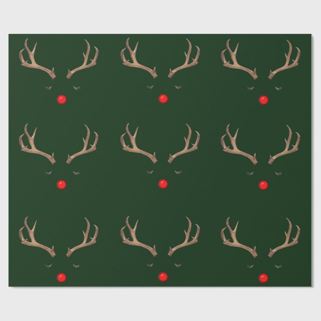 Rudolph Dark Green Wrapping Paper (Flat)