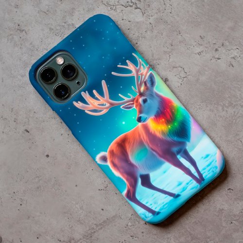 Rudolph deer Christmas colorful forest snow magic iPhone 11 Case