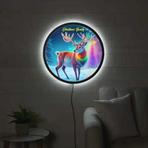 Rudolph deer Christmas colorful forest snow magic  LED Sign