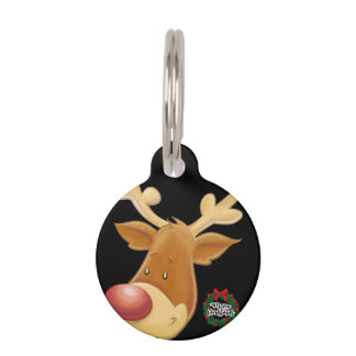 Rudolph delights pet ID tag