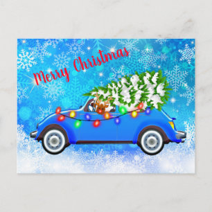 Rudolph Driving Holiday Postcard