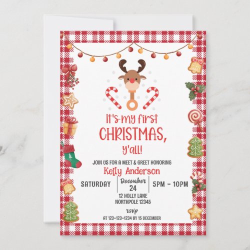 Rudolph First Christmas Meet and Greet Party Invitation