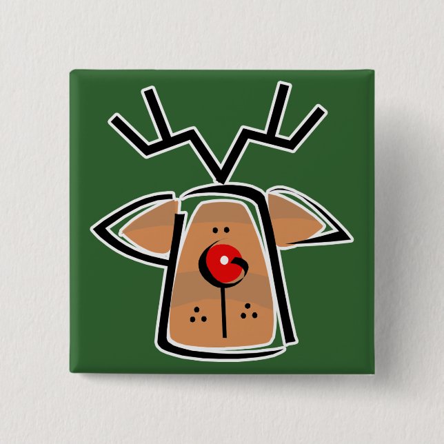rudolph head pinback button (Front)