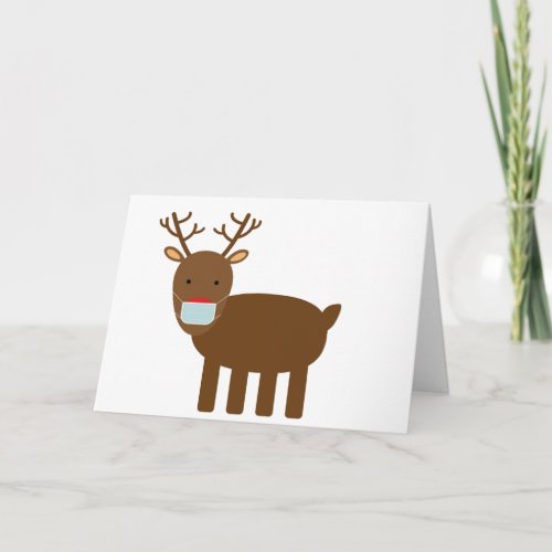 Rudolph in a face mask editable Christmasholiday  Card