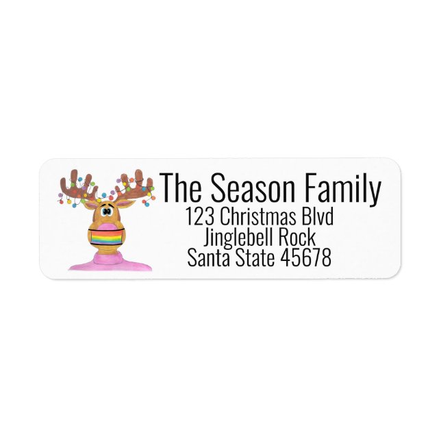Rudolph LGBT Face Masked Reindeer Label (Front)