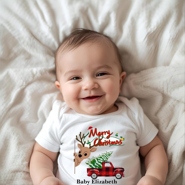 Rudolph Merry Christmas-Personalized Baby Bodysuit (Creator Uploaded)