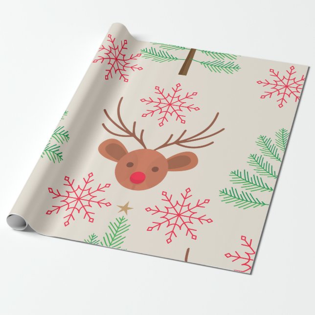 Rudolph modern Christmas   Wrapping Paper (Unrolled)