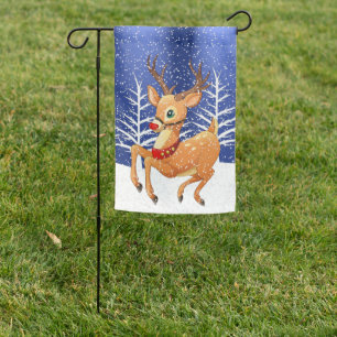 Rudolph Prancing Garden Flag