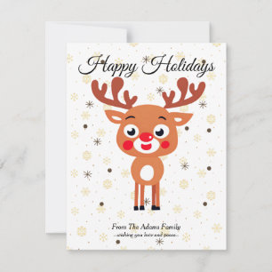 Rudolph Red Nose Reindeer Flat Holiday Card